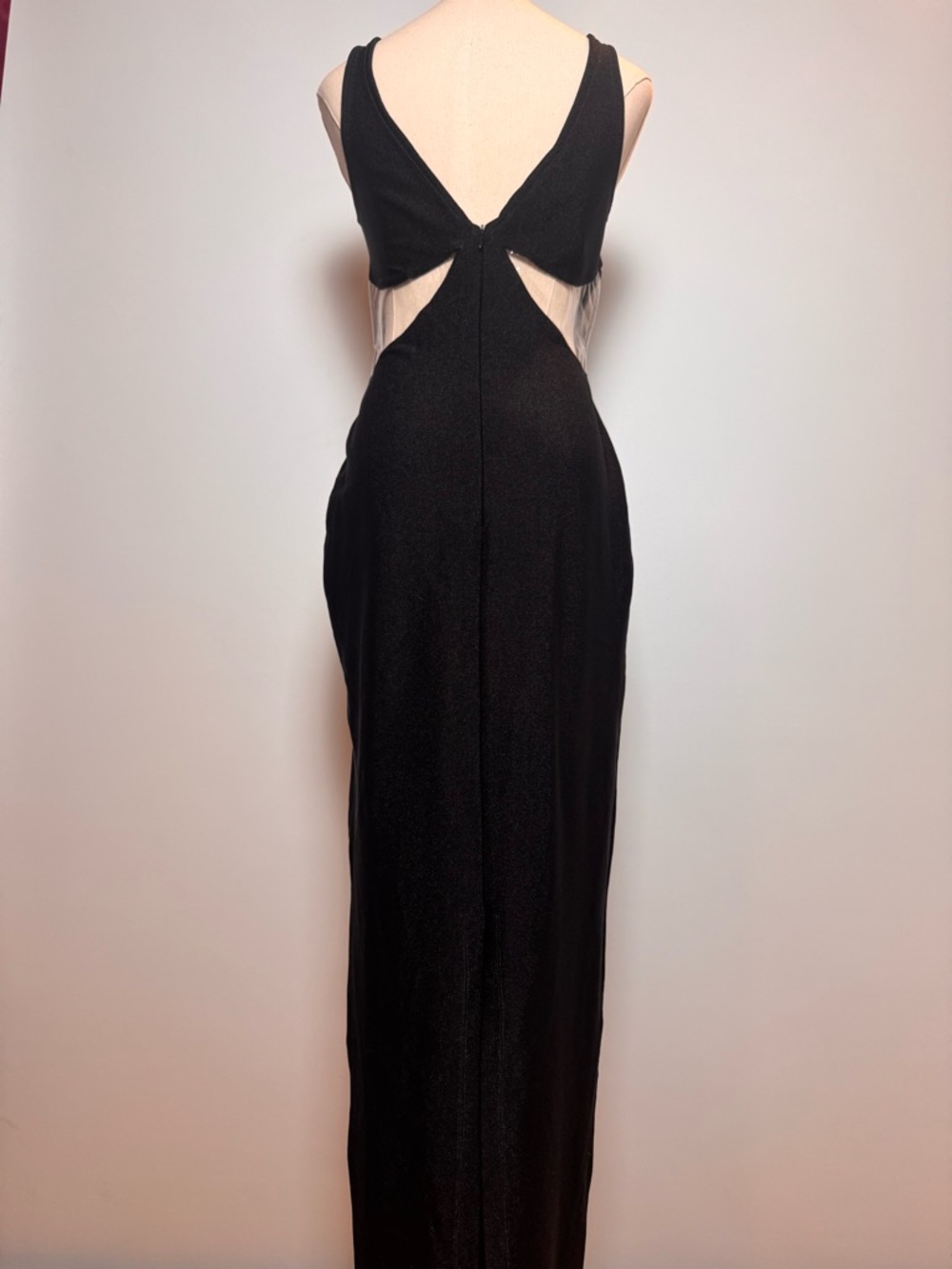 Vintage Versace Black Long Jersey Dress w/ PVC Inserts – Size 44 - Picture 9 of 11